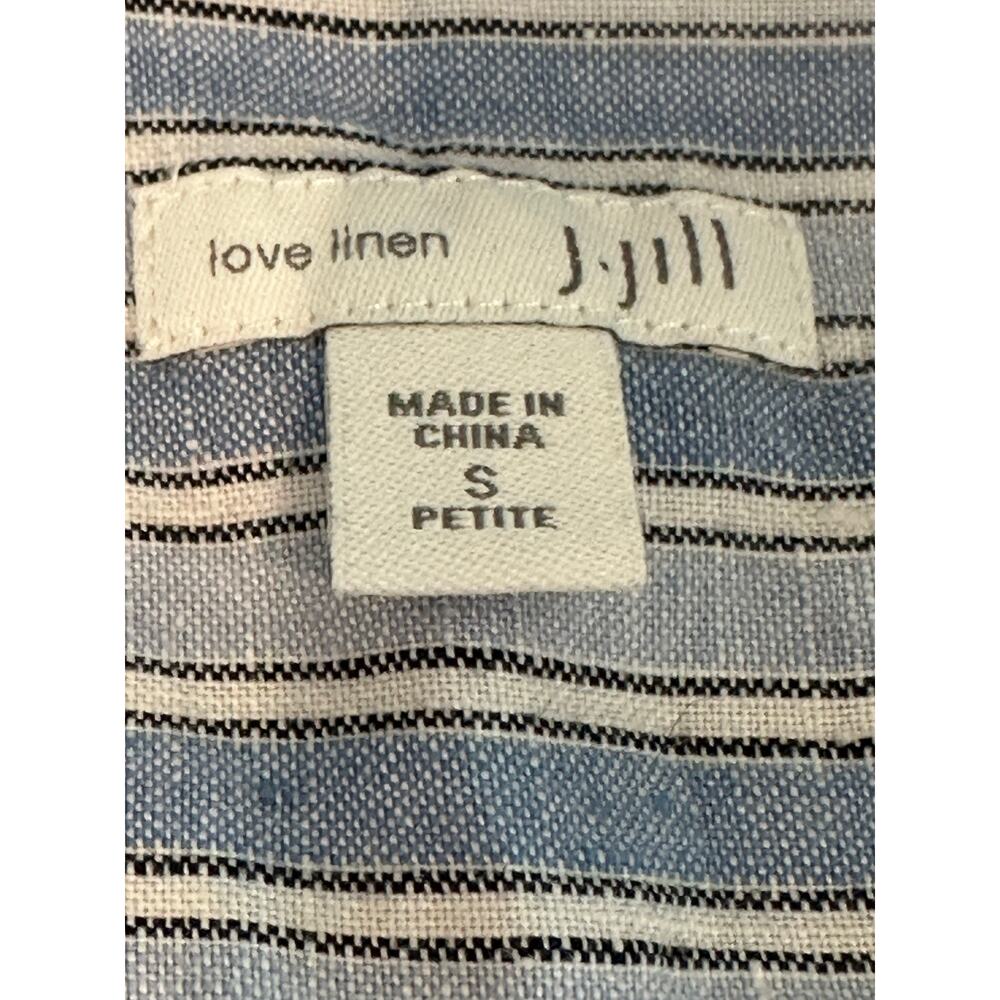 J. Jill Linen Striped Shirt Dress SP Blue White Button Front Casual Chic Travel - Picture 2 of 10